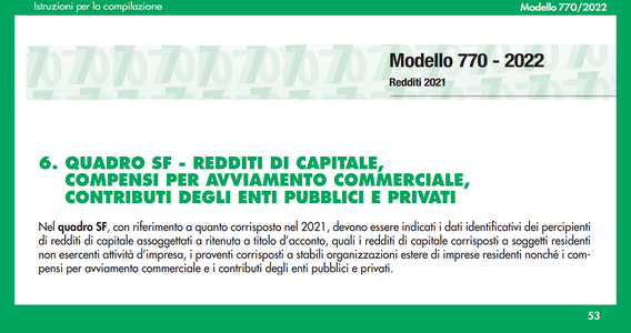 Il Quadro SF del Modello 770/2022 per i redditi di capitale