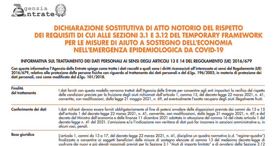 Autodichiarazione Aiuti di Stato Covid, nuovo modello con semplificazioni: meglio tardi che mai