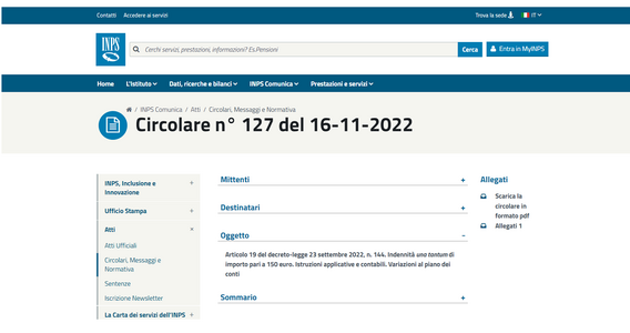 Bonus 150 euro, domanda online all'INPS entro la scadenza del 31 gennaio 2023
