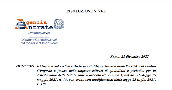 Bonus distribuzione editoriale: via libera alla fruizione del credito d'imposta tramite F24