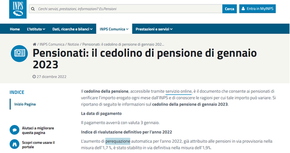 Cedolino pensione gennaio 2023: l'importo dell'accredito INPS tra aumenti e trattenute