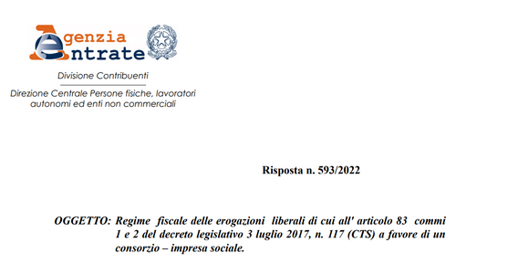 Imprese sociali: deducibilità delle erogazioni liberali