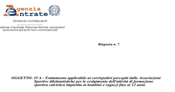 Niente IVA fino alla fine del 2023 per le rette di scuola calcio delle ASD