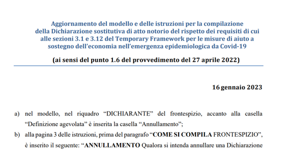 Annullamento Autodichiarazione Aiuti di Stato Covid: dalle Entrate istruzioni e scadenze