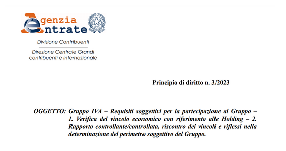 Gruppo IVA: focus delle Entrate su requisiti di holding e controllate