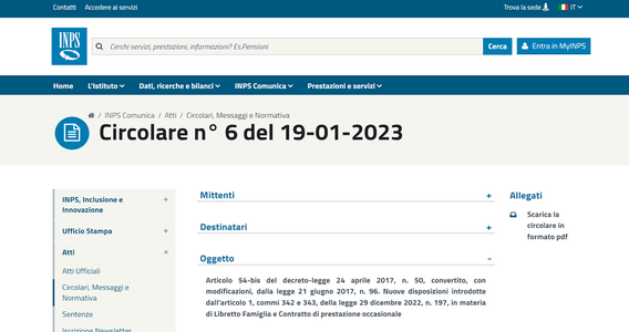 Prestazione occasionale: dall'INPS le indicazioni sulle novità per il 2023