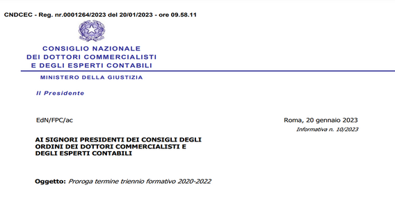 Formazione professionale commercialisti: prorogato il termine del triennio formativo 2020/2022