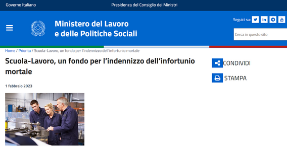 Alternanza scuola lavoro: gli infortuni mortali saranno indennizzati