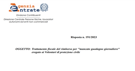 Lavoratori autonomi volontari di protezione civile: tassato il rimborso per mancato guadagno giornaliero