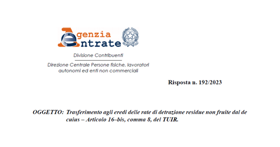 Spese mediche, in caso di morte la detrazione non si trasmette all'erede