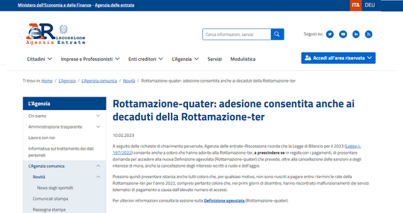 Nuova definizione agevolata anche per chi non ha pagato le rate della rottamazione ter