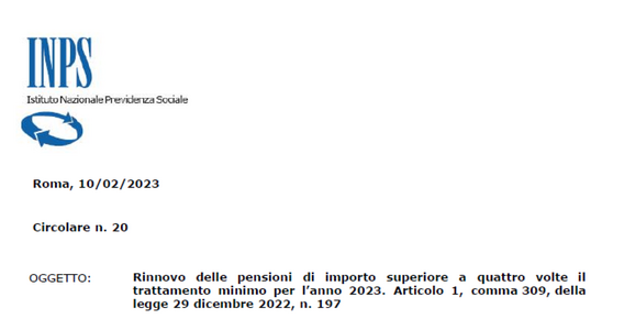 Pensioni: importi più alti nel 2023