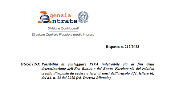 Ecobonus e bonus facciate, anche l'IVA indetraibile rientra nel calcolo del credito d'imposta
