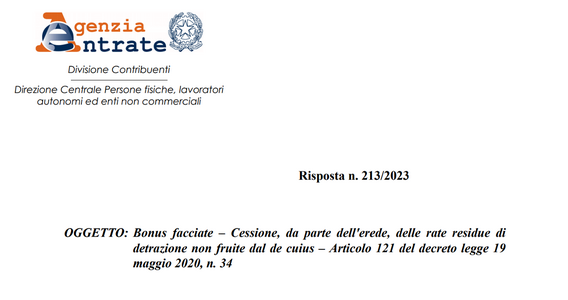 Bonus facciate per un immobile ereditato: istruzioni sulla cessione del credito