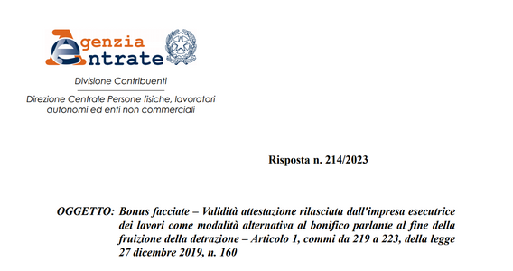 Bonus facciate anche senza bonifico parlante, ma serve la dichiarazione sostitutiva