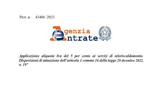 Servizi di teleriscaldamento, il provvedimento delle Entrate per l'applicazione dell'IVA al 5 per cento