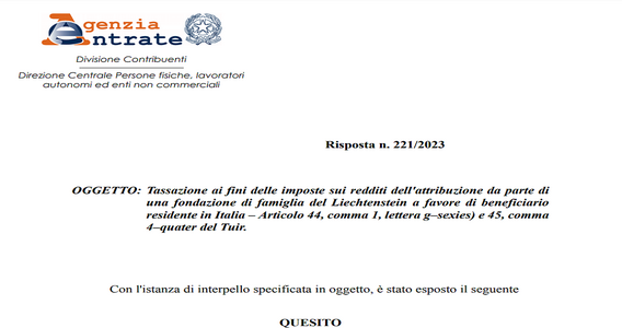 Stesse regole fiscali per la fondazione di famiglia del Liechtenstein assimilabile al trust