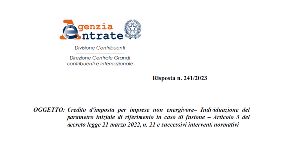 Bonus energia imprese: si considera il prezzo medio per l'impresa anche nel caso di fusione