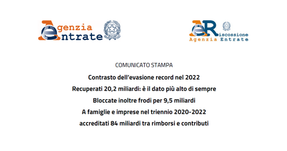 Rimborsi ed evasione fiscale: i dati record dell'Agenzia delle Entrate