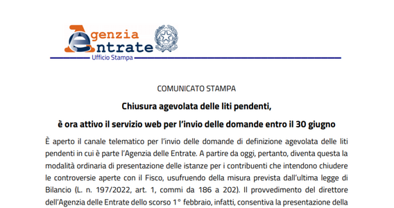 Liti pendenti, online il servizio dell'Agenzia delle Entrate per la definizione agevolata