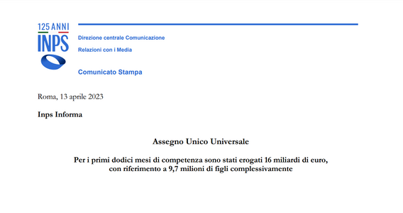 Tutti gli importi dell'assegno unico