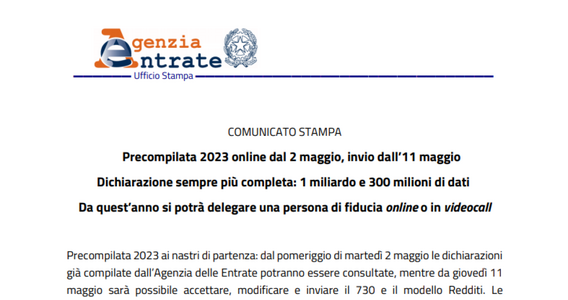 Modello 730/2023: nella dichiarazione precompilata 1,3 miliardi di dati