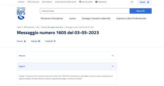 Cassa integrazione: servizio INPS INFO CIG attivo in tutta Italia dal 22 maggio