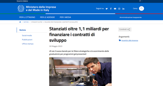 Contratti di sviluppo: in arrivo dal MIMIT 1,1 miliardi di euro, nuovo bando per le filiere strategiche