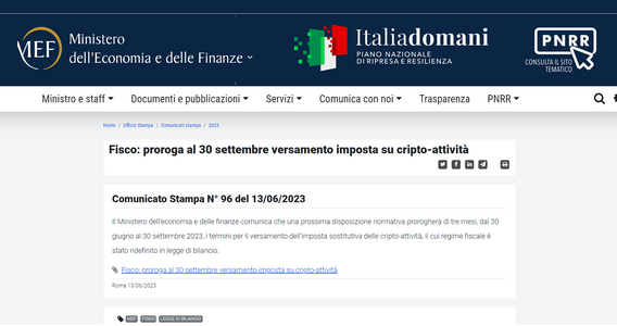 Proroga al 30 settembre per il versamento dell'imposta sostitutiva relativa alle cripto-attività