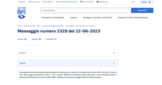 Quanto spetta con l'aumento delle pensioni minime 2023? Le istruzioni INPS