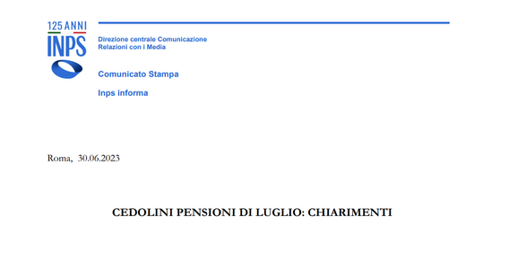 Errore sul cedolino di luglio 2023: l'INPS corregge la dicitura di quattordicesima e aumenti