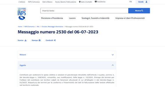 Bonus psicologo: proroga dei termini per i beneficiari delle zone alluvionate