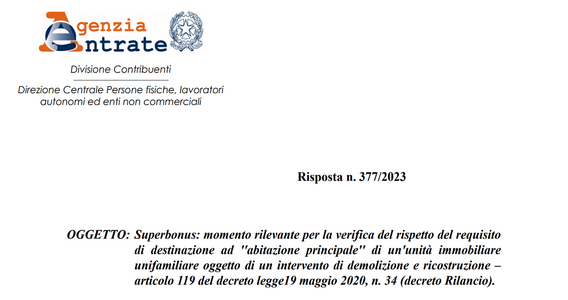Via libera al superbonus per la casa adibita ad abitazione principale a fine lavori