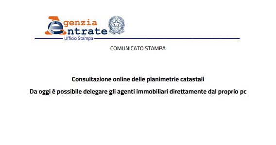 Planimetrie catastali: delega online per la consultazione da parte degli agenti immobiliari