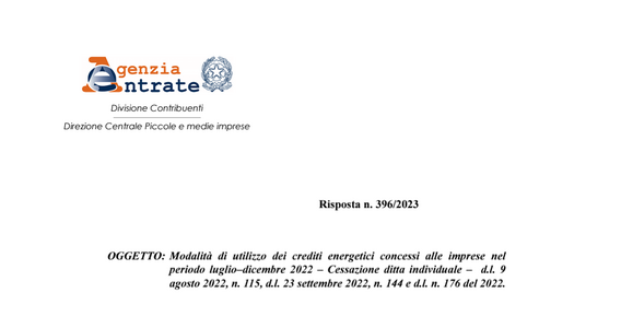 Via libera all'utilizzo dei bonus energia in caso di cessazione attività: i crediti d'imposta si conservano