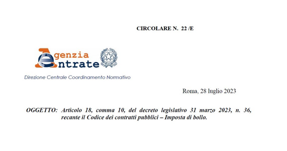 Imposta di bollo, le istruzioni delle Entrate sulle novità del Codice dei contratti pubblici