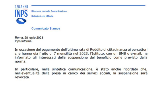 Pagamento del reddito di cittadinanza: sospensione per chi ha già ricevuto 7 mensilità