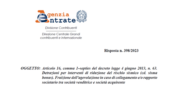 Sismabonus acquisti, via libera anche con collegamento societario tra venditore e acquirente