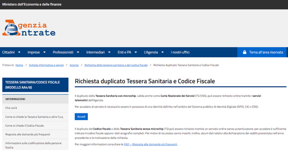 Duplicato tessera sanitaria minori