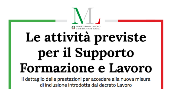 Quali sono le attività e i corsi previsti per il supporto per la formazione e il lavoro