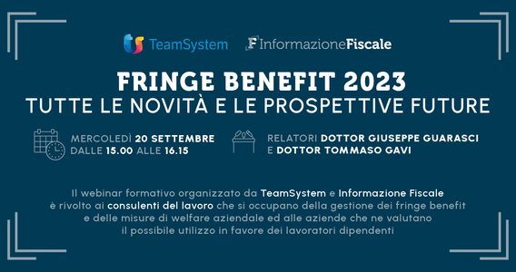 Fringe benefit 2023: novità e prospettive nel webinar del 20 settembre