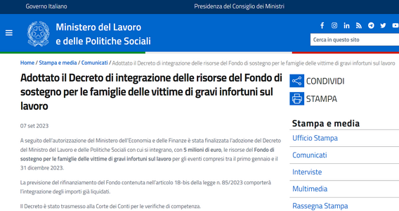 Indennità vittime infortuni sul lavoro: autorizzata la nuova integrazione, importi in aumento