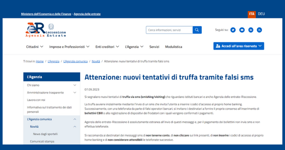 SMS e telefonate dall'Agenzia delle Entrate Riscossione? Attenzione alle truffe