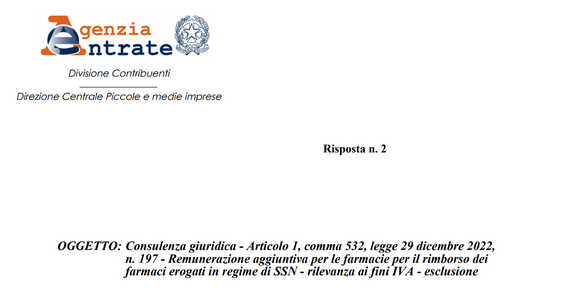 Remunerazione aggiuntiva per il rimborso dei farmaci: contributo a fondo perduto escluso dall'IVA