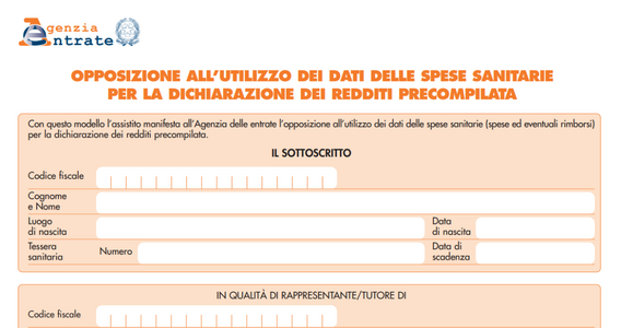 Spese sanitarie 2023: disponibile il modello per l'opposizione all'uso dei dati nella precompilata