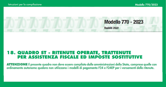 Modello 770/2023: istruzioni Quadro ST