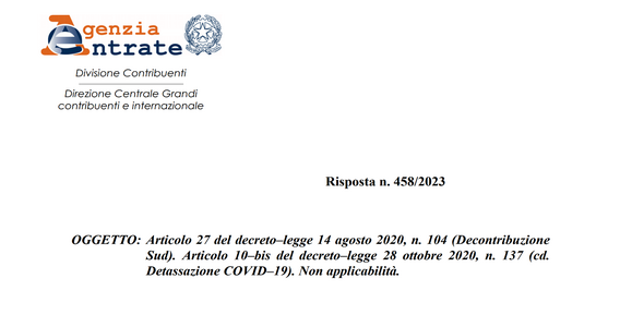 Decontribuzione Sud: agevolazione non compatibile con la detassazione Covid