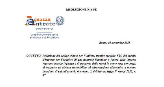 Bonus autotrasporto con mezzi sostenibili: il codice tributo per l'utilizzo in compensazione