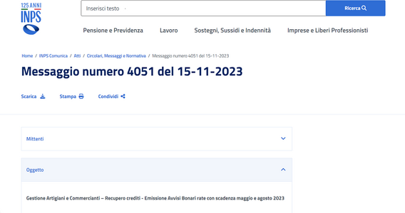 Avvisi bonari INPS: invio ad artigiani e commercianti per le rate di maggio e agosto 2023