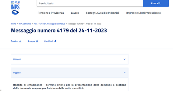 Reddito di cittadinanza: stop alle domande dal 30 novembre 2023